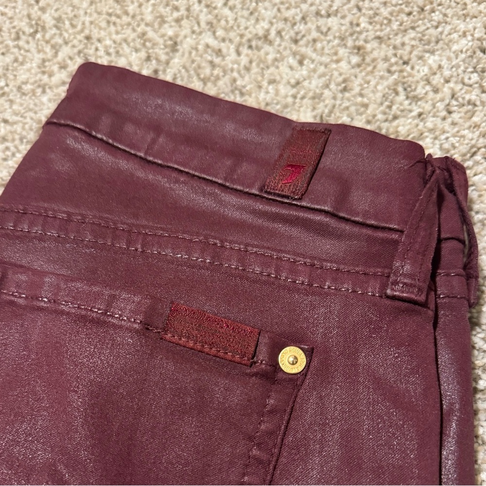 7 For All Mankind The Skinny Coated Jeans | Size 27 | Coated Ruby Rust - Picture 6 of 10